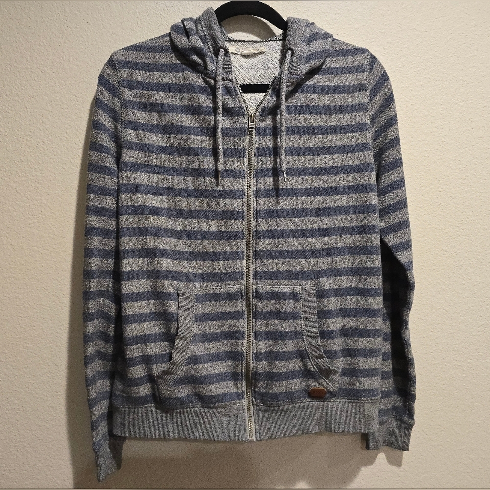 *SOLD* Roxy Full Zip-Up Blue Gray Hoodie Sweatshirt Size Medium